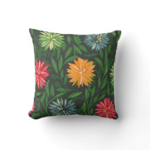 Colourful Chrysanthemums and Green Foliage Pattern