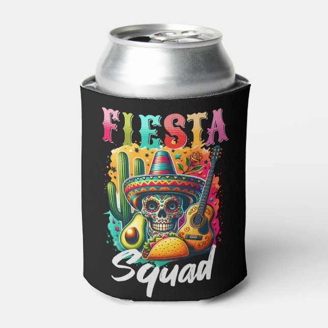Colourful Cinco de Mayo Fiesta Squad design  Can Cooler (Can Front)