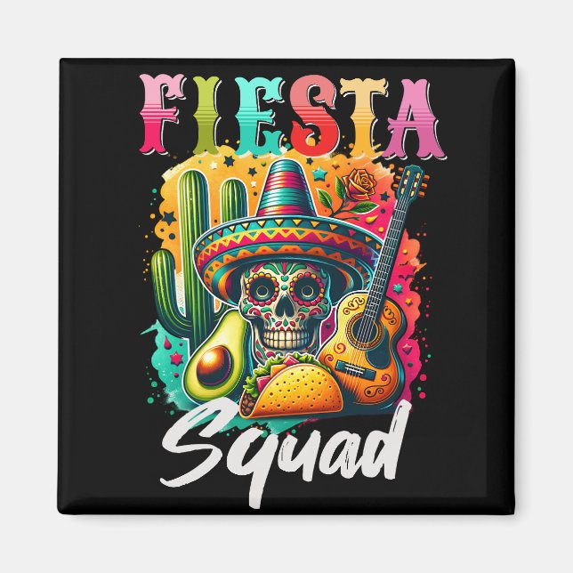 Colourful Cinco de Mayo Fiesta Squad design Magnet (Front)