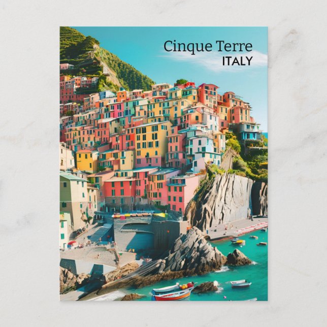 Colourful Cinque Terre, Italy - Customizable Photo Postcard (Front)