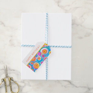 Colourful Circle Art HAPPY BIRTHDAY Artist Fun Gift Tags
