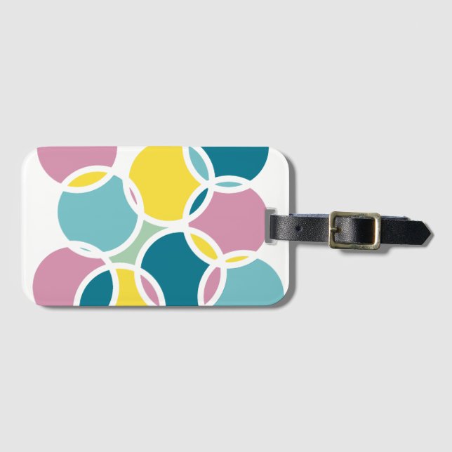 Colourful Circle Design – Fun Geometric Print Luggage Tag (Front Horizontal)