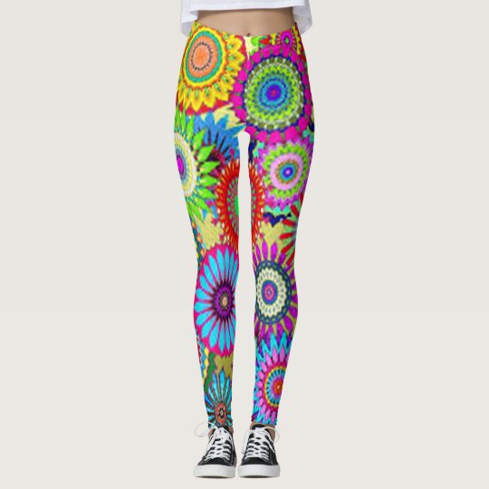 Colourful Circle Flowers Leggings
