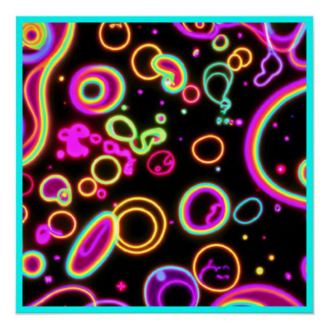 Colourful Circle Neon Patterns Art Design Poster (Front)