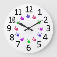 Colourful Circle of Love Sign Language Hands Clock