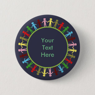 Colourful Circle of People Custom Text 2 Inch Round Button