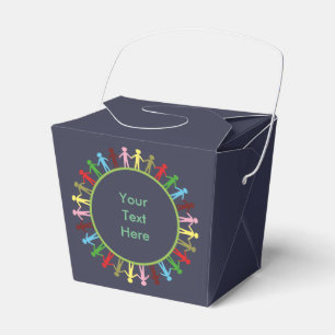 Colourful Circle of People Custom Text Favor Box