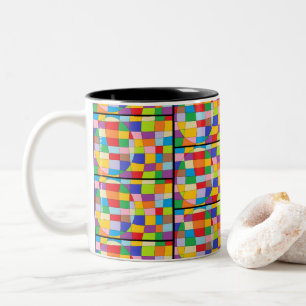 Colourful Circle on Colourful Rectangle Two-Tone Coffee Mug