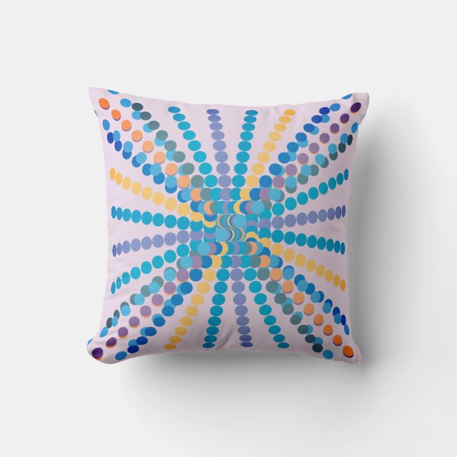 Colourful Circle Rays Throw Pillow (Front)
