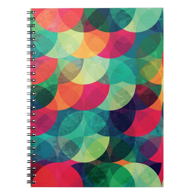 colourful circle seamless pattern with grunge effe notebook (Front)