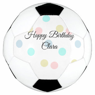 Colourful circle shape happy birthday add name tex soccer ball