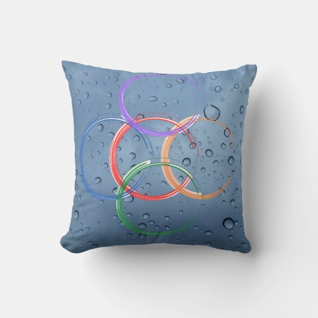 colourful circle with water drops  throw pillow (Front)
