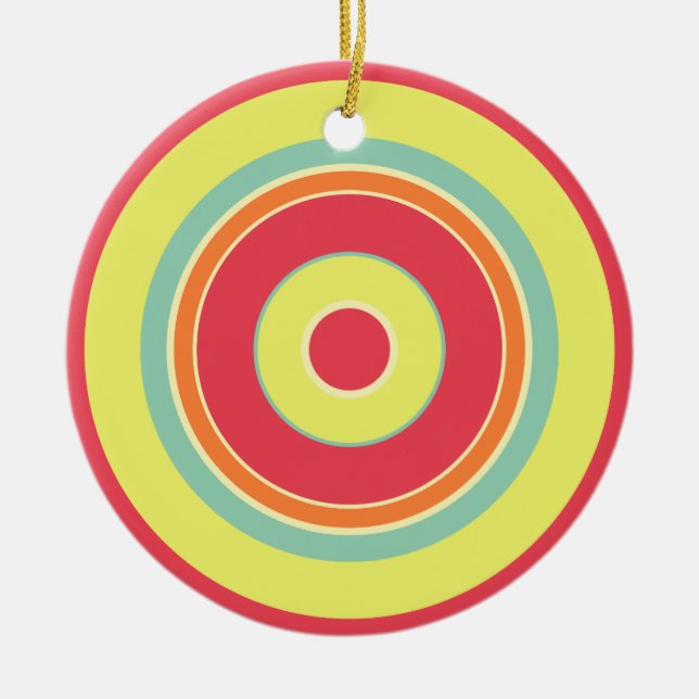 Colourful Circles 01 Ceramic Ornament (Front)
