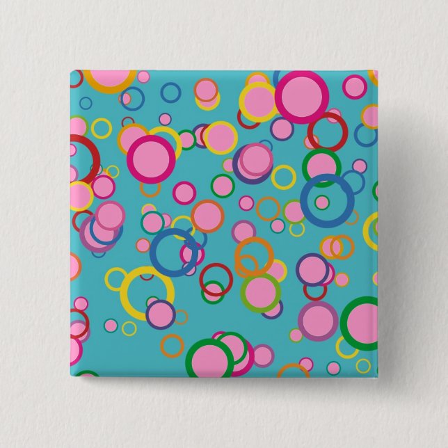 Colourful Circles 2 Inch Square Button (Front)