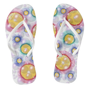 Colourful Circles and Bubbles Trendy Flip Flops
