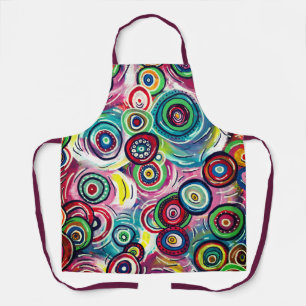 Colourful Circles and Swirls Original Abstract Art Apron