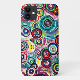 Colourful Circles and Swirls Original Abstract Art iPhone 11 Case