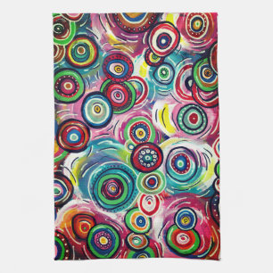 Colourful Circles and Swirls Original Abstract Art Kitchen Towel