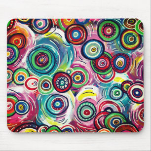 Colourful Circles and Swirls Original Abstract Art Mouse Pad