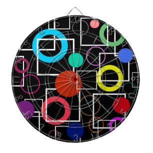 Colourful circles and white squares dartboard