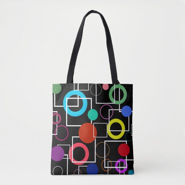 Colourful circles and white squares tote bag (Front)