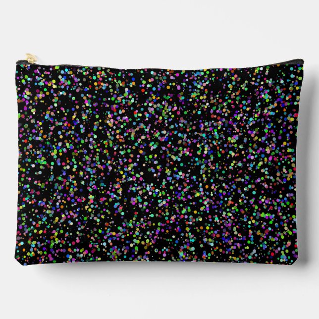 Colourful circles bubbles on black unique pattern accessory pouch (Front)