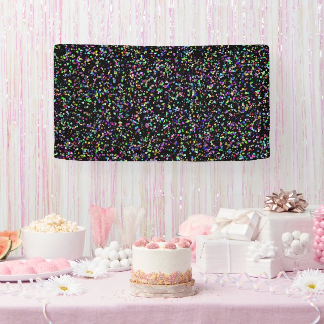 Colourful circles bubbles on black unique pattern banner (Party)