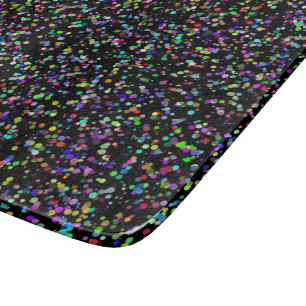 Colourful circles bubbles on black unique pattern cutting board