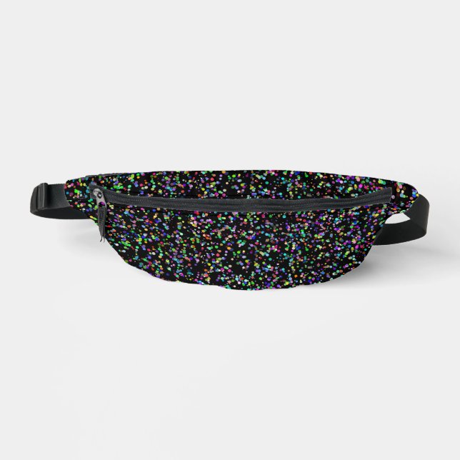 Colourful circles bubbles on black unique pattern fanny pack (Front)