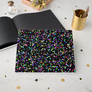 Colourful circles bubbles on black unique pattern guest book