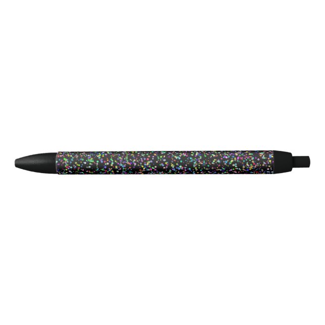 Colourful circles bubbles on black unique pattern ink pen (Front)