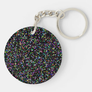 Colourful circles bubbles on black unique pattern keychain