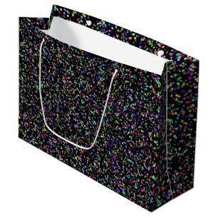 Colourful circles bubbles on black unique pattern large gift bag