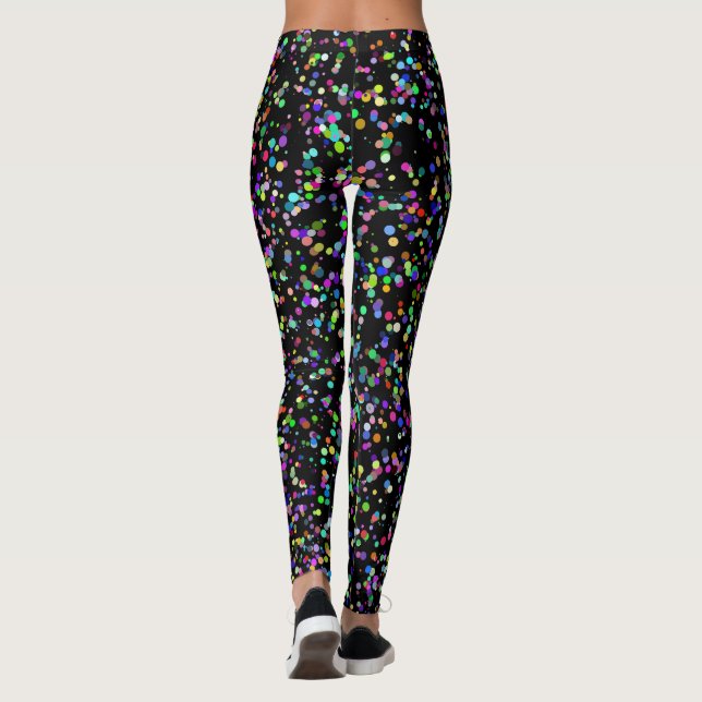 Colourful circles bubbles on black unique pattern leggings (Back)