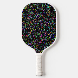 Colourful circles bubbles on black unique pattern pickleball paddle