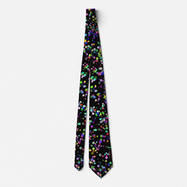 Colourful circles bubbles on black unique pattern tie (Back)