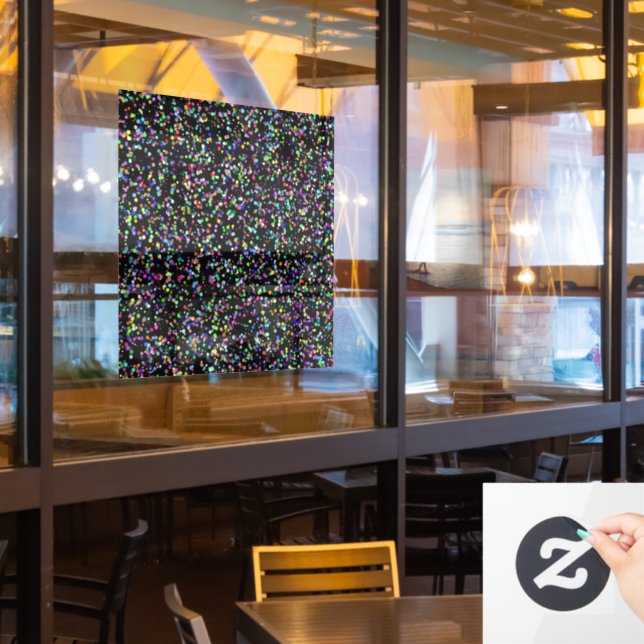 Colourful circles bubbles on black unique pattern window cling (Restaurant Window)