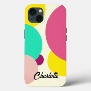 Colourful Circles Custom Name iPhone 13 Case