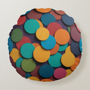 Colourful Circles design  Round Pillow