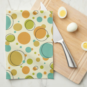 Colourful Circles Dots Mid Century Modern Pattern Kitchen Towel