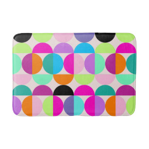 Colourful Circles Geometric Pattern Mid Century  Bath Mat