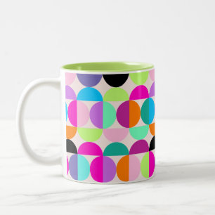 Colourful Circles Mid Century Modern Art Geometric Two-Tone Coffee Mug