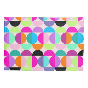 Colourful Circles Mid Century Modern Geometric Pillowcase
