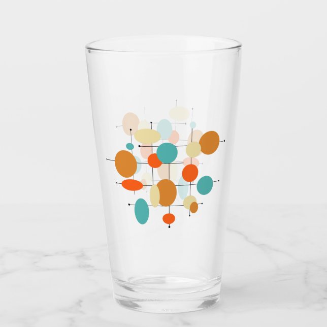 Colourful Circles Mid-century Retro Squares Glass (Front)