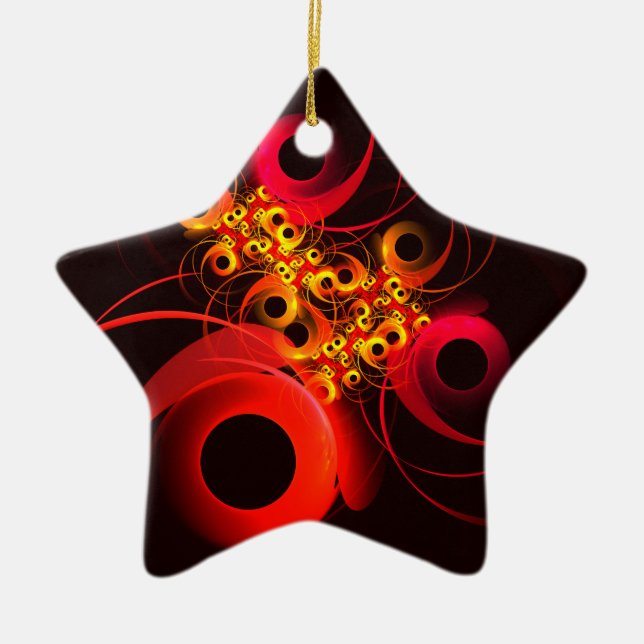Colourful Circles Modern Abstract Art Pattern #08 Ceramic Ornament (Front)