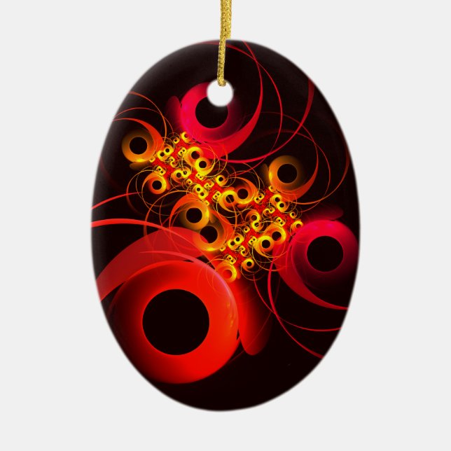 Colourful Circles Modern Abstract Art Pattern #08 Ceramic Ornament (Front)