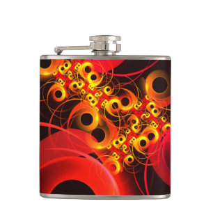 Colourful Circles Modern Abstract Art Pattern #08 Hip Flask