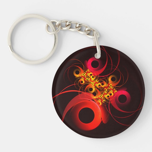 Colourful Circles Modern Abstract Art Pattern #08 Keychain (Front)