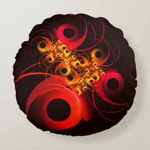 Colourful Circles Modern Abstract Art Pattern #08 Round Pillow