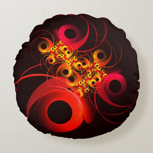 Colourful Circles Modern Abstract Art Pattern #08 Round Pillow (Front)